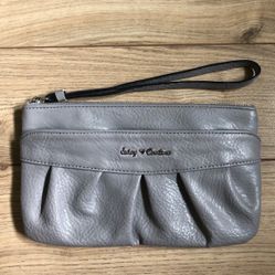Womens Juicy Couture Faux Leather Ruched Gray Wristlet