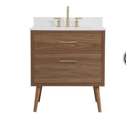 Elebant Lightening Boise Bathroom Vanity Set Walnut Brown