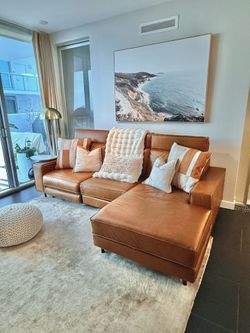 West Elm Leather sectional - Good condition