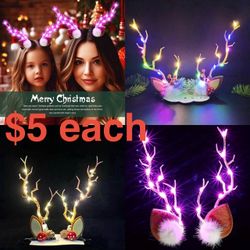 BARTOSI LED Light-Up Christmas Hair Clips, Reindeer Antlers, Christmas Hairpins, Hair Accessories for Women