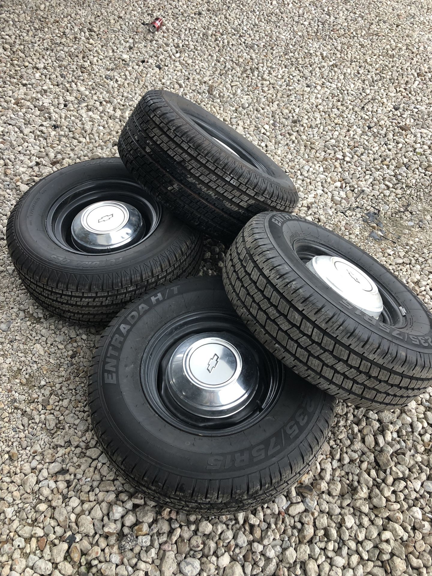 C10 Staggered Steel wheels with dog dish hubcaps