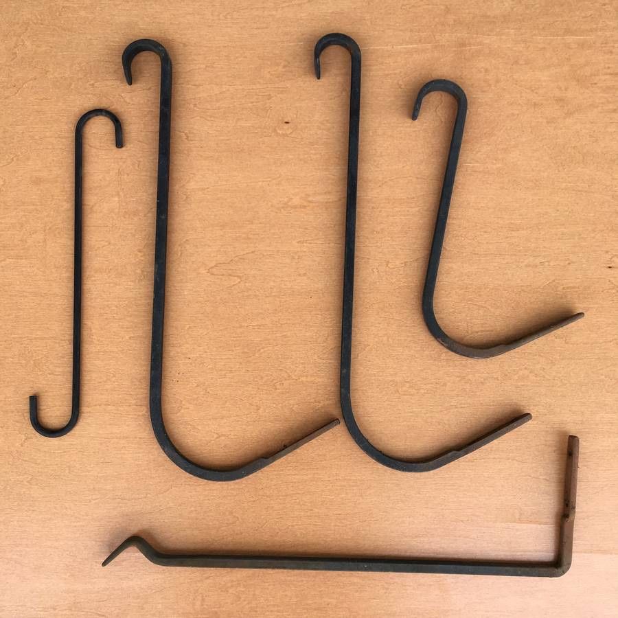 Assorted Lot 5 Heavy Duty Iron Hanging Flower Pots Hooks Hangers