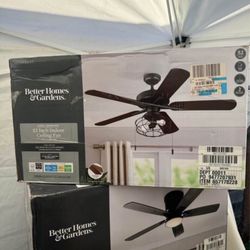 Better Homes & Gardens 52" Black Industrial Cage Ceiling Fan, 5 Reversible Blades, LED Bulbs Included