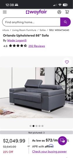 Wade Logan Orlando Upholstered 86" Sofa