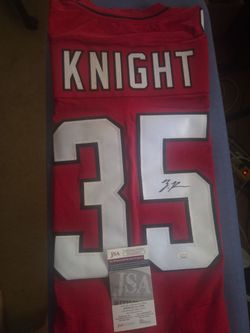 Cardnals Knight #35 Signed Red Football Jersey JSA Certified