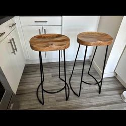 2 Stools - Wood and Black
