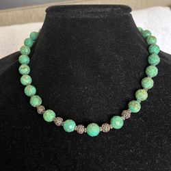 Vintage Necklace With Turquoise Stones Beads 