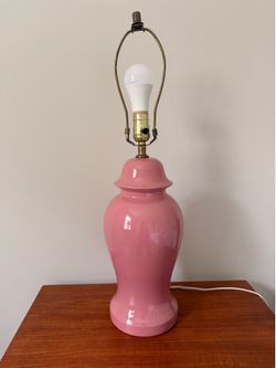 Vintage 1980s Postmodern Pink Ceramic 25” Table Lamp