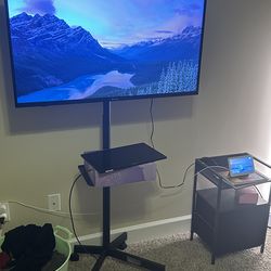 Tv with portable tv stand attached