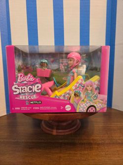 Barbie Stacie Doll with Go-Kart Car with Rolling Wheels, Dog, Accessories, & Sticker Sheet, 9-Piece Toy Set