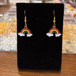New Rainbow Gold Tone Earrings 