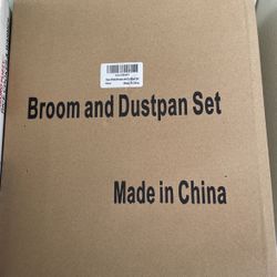 Broom and Dustpan Set, 52" Long Handle Broom and Dustpan Set for Home, Standing Dustpan with Broom for Home Kitchen Room Office Lobby Floor Cleaning, 