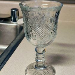 Vintage 1978 Avon Clear Glass Water Goblet – Heart & Diamond / Cape Cod Pattern