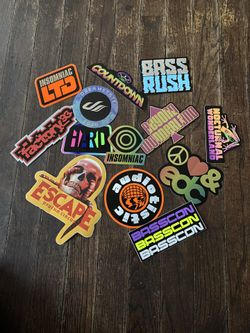 Insomniac Stickers Hard ,factory 93,edc , Audiotistic Bass Rush Countdown 