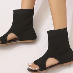 Elegant Summer Flat Sandals - Black
