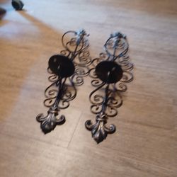 Sziqiqi Iron Wall Candle Sconce Holder Set of 2 Hanging Wall Mounted Pillar Candle Sconces Holder, Wall Sconces Decor for Bedroom 