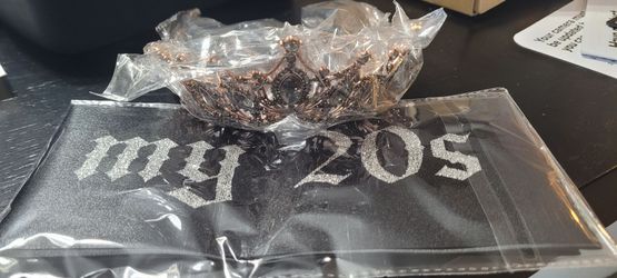 "RIP to My 20s" sash and rhinestone tiara set