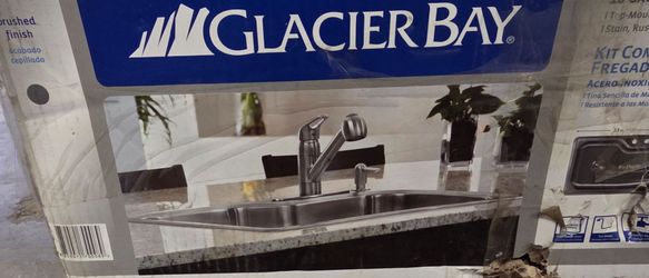 Glacier Bay 33" x 22" Stainless Steel Single Basin Kitchen Sink Combo Kit