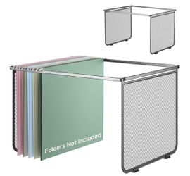 Set Of 2 : Hanging File Folder Frame Organizer with Metal Mesh 