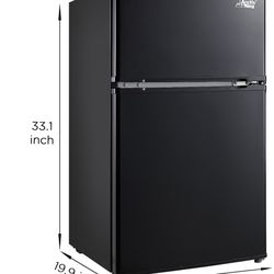 Arctic King 3.2 Cu ft Two Door Mini Fridge with Freezer, Black, E-Star, ARM32D5ABB