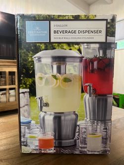 Destination Entertaining 3-Gallon Beverage Dispenser – With Cooling Cylinder - Barely Used