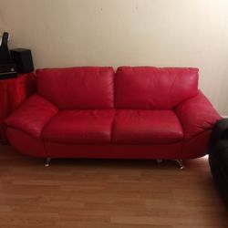 Red  Leather Couch