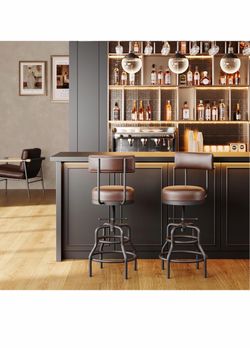 Adjustable Bar Stools with Back 1 ONLY BROWN