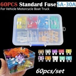 60pcs 5A 10A 15A 20A 25A 30A Middle Boat TruckBlade Car Fuse Kit The Fuse Insurance Insert The Insurance Of Xenon Lamp