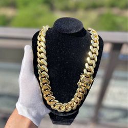 20mm | 22mm | 18mm Miami Cuban Link Yellow Gold Plated Chain Necklace 18k & 