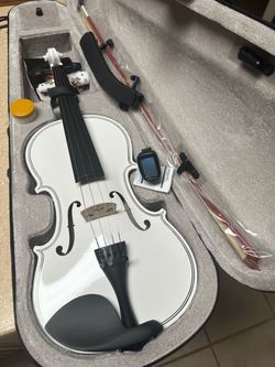 Nice 4/4 White Violin with New Bow, Digital Tuner, Shoulder Rest, Extra Strings $140 Firm