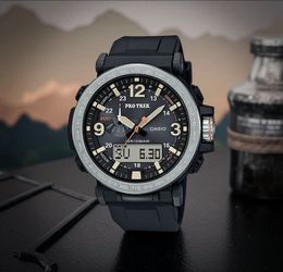 Casio Pro Trek Tough Solar Triple Sensor,  Analog-Digital Watch PRG-600, Resin watch belt for excellent comfort.