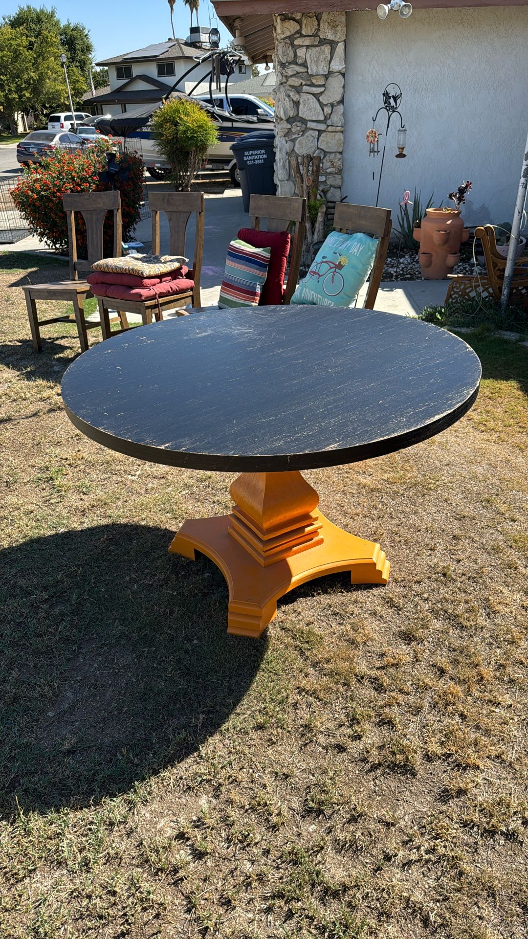$60 Wooden Dining Table, 4 chairs