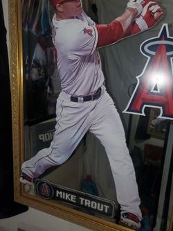 MIKE TROUT MLB BASEBALL FOUNDATION MLB LARGE 27X36 MIRROR & 2 ANGELS MAN CAVE SIGNS !only 60 all 3 ! Betta hurry!