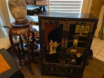 Cabinet with lamp n stool
