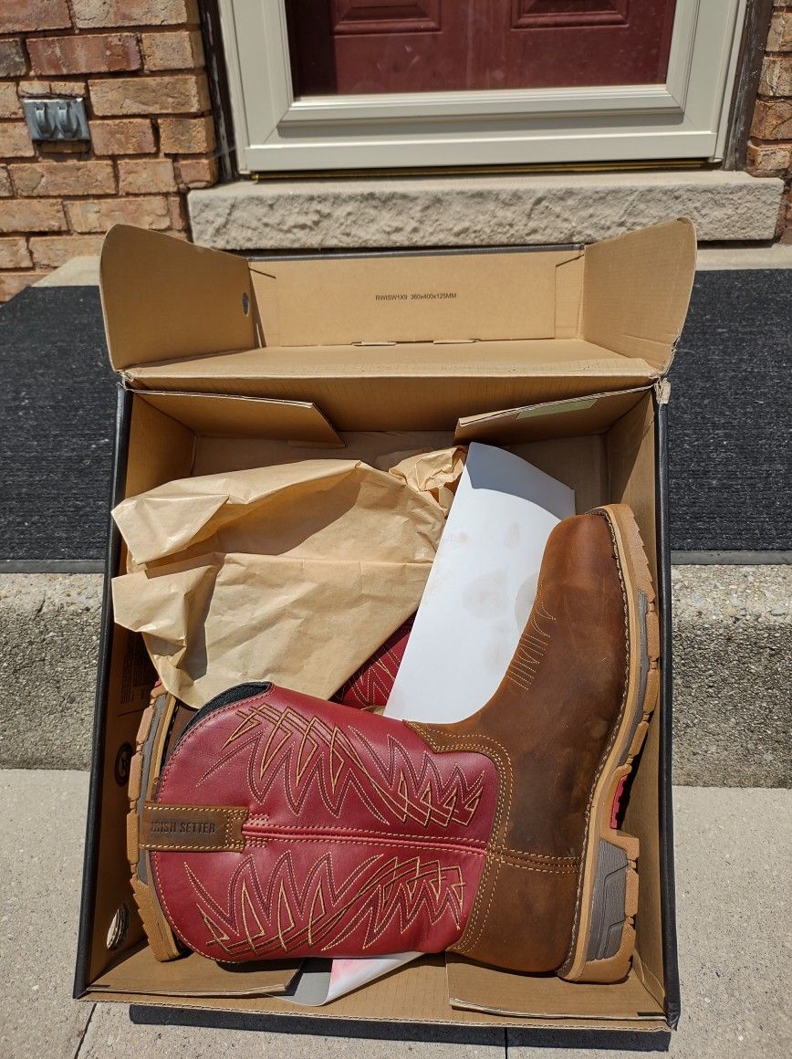 Cowboy Style Work Boots -in red