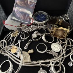 Large Lot Of Jewelry, Moissanite Rings, Silver Necklaces And Loose Stones