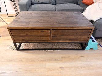 Wood and Metal Coffee Table with Drawers