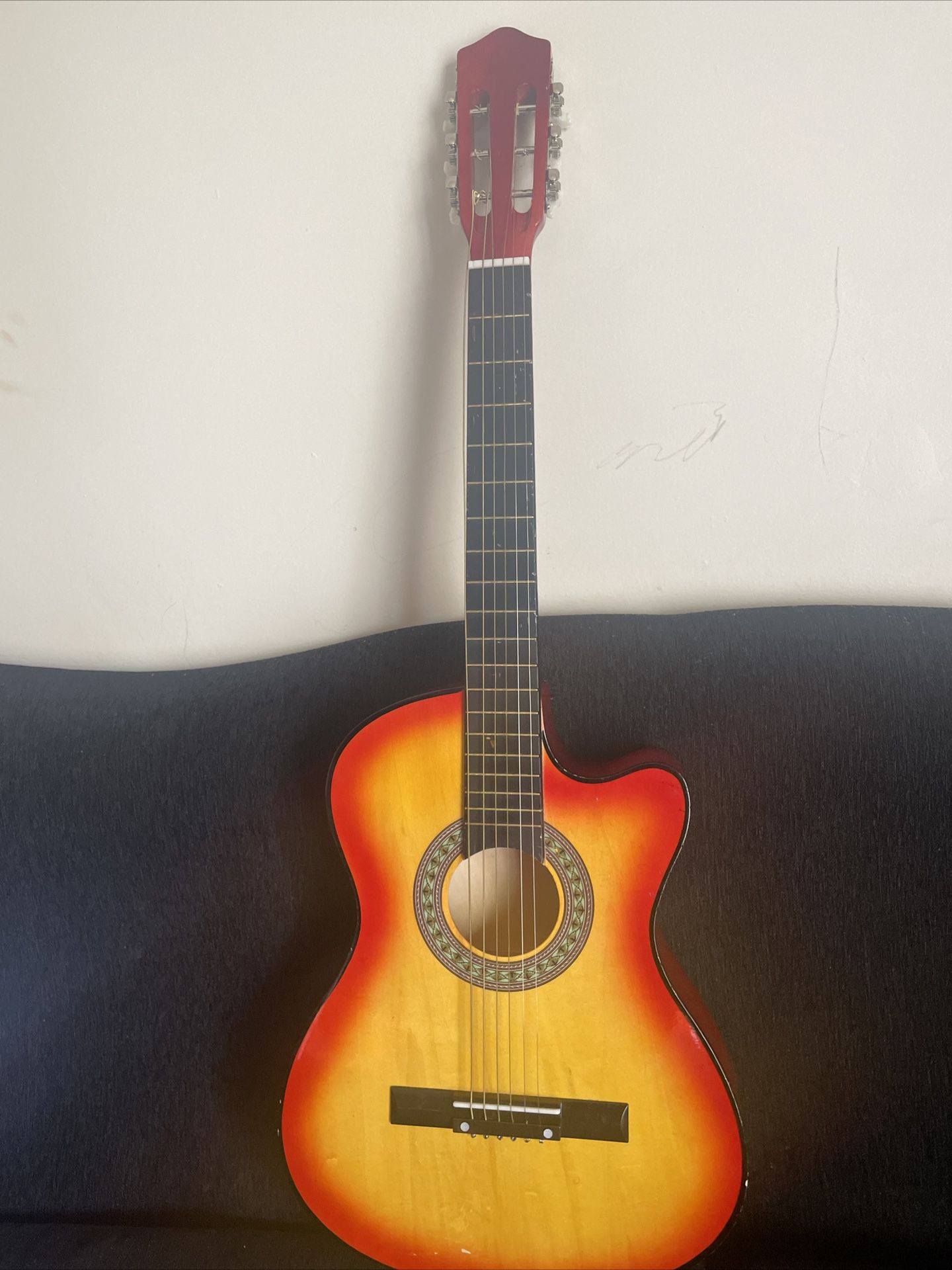 Full Size Acoustic Bluegrass Cutaway Guitar- With Gig Bag. Sunburst 