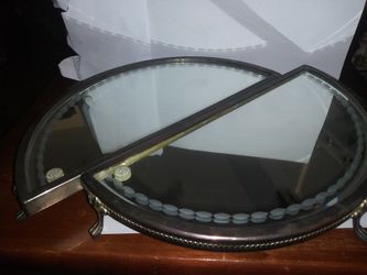 Antique split mirror makeup vanity