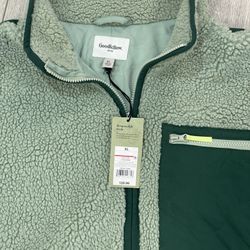 Men’s Goodfellow Sherpa Fleece Green Jacket Coat 