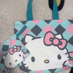 Hello Kitty Canvas Bag And Lil Matching Bag