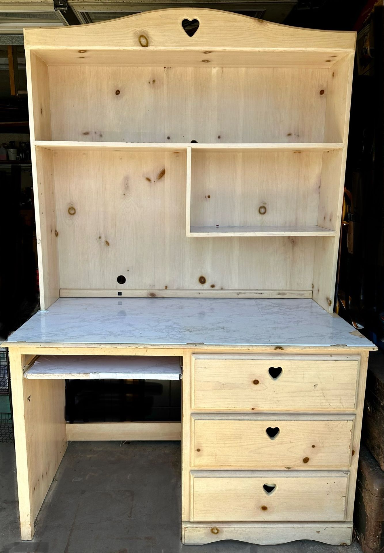 Pine whitewashed desk made by Pottery Barn