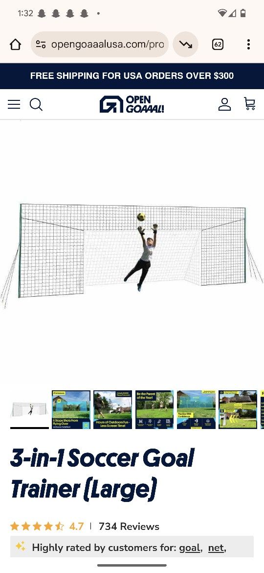 OPEN GOAAAL! 3-in-1 Soccer Goal Trainer (Large)