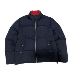 Tommy Hilfiger Mens Large Puffer Down Jacket Men’s Feathers Blue Red Winter