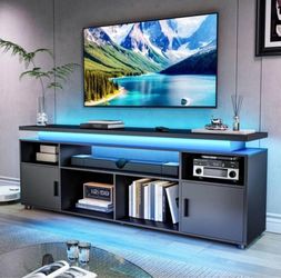 New- Black TV Stand with LED Lighting