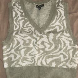 sage green and white sweater vest