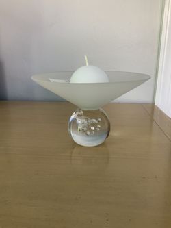 NEW. Modern Candle Holder, frosted top and clear glass bottom