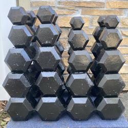 Steel Hex 5-50 Complete Set Of 10 Pairs Of Dumbbells
