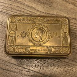 Antique 1914 First World War Brass Tin Christmas Princess Mary gift 