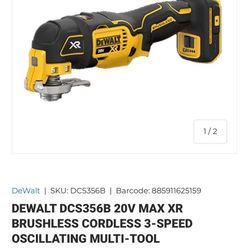 DEWALT DCS356B 20V MAX XR BRUSHLESS CORDLESS 3-SPEED OSCILLATING MULTI-TOOL